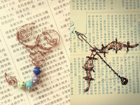 Georgia's wire art works: Scorpio and Sagittarius 